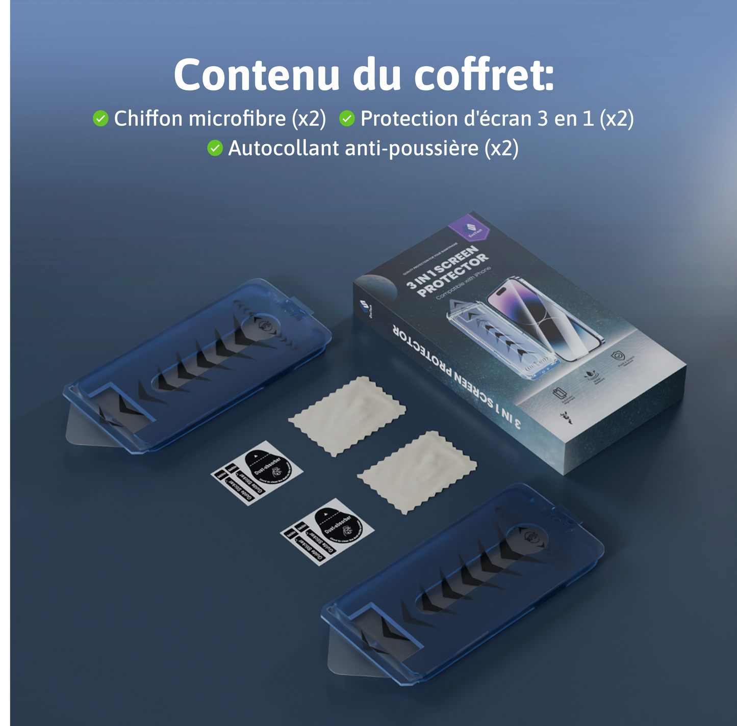 Protection d'écran 3 en 1 - iPhone