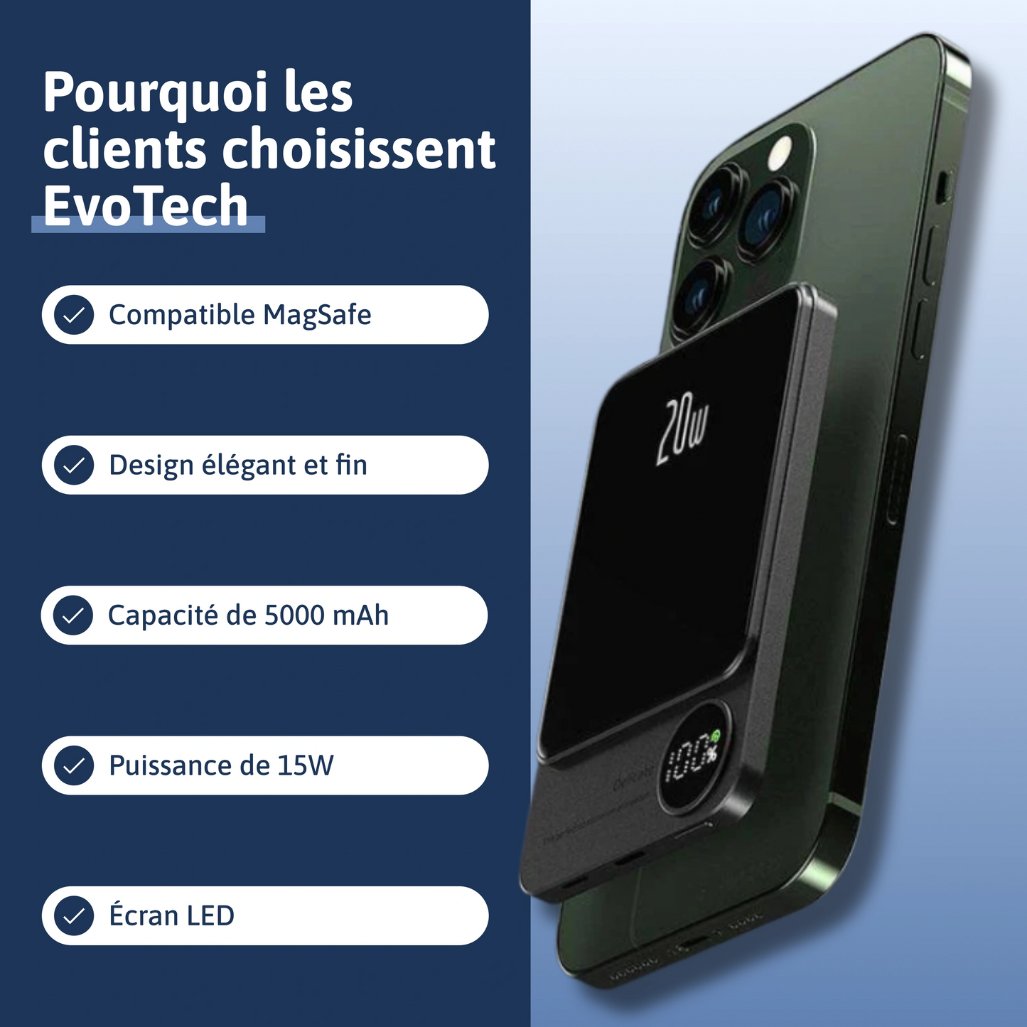 Powerbank magnétique et sans fil